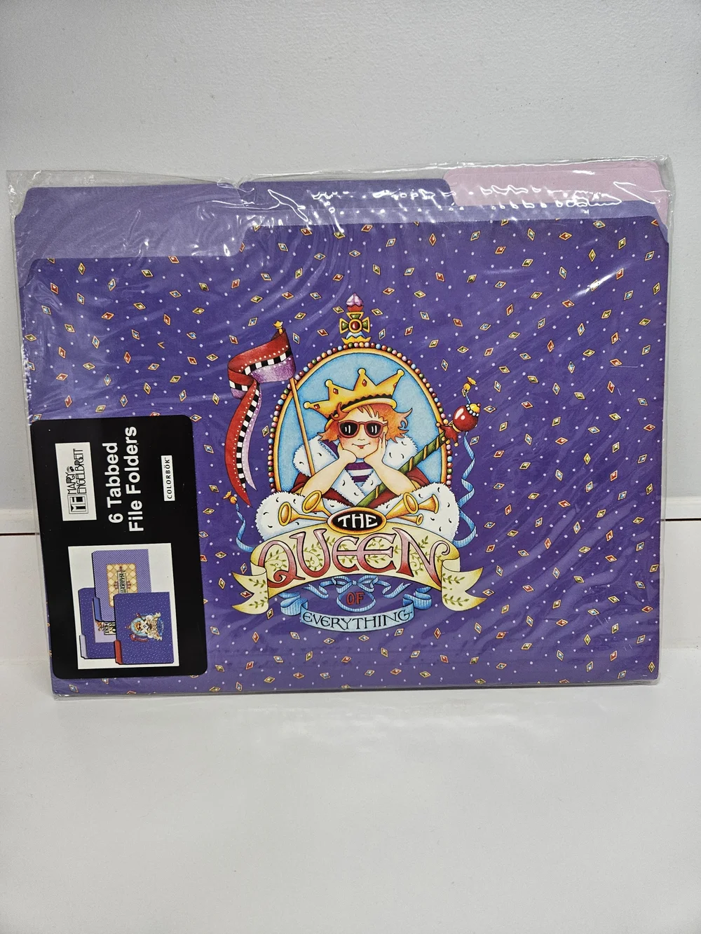 NEW Mary Engelbreit Tabbed File Folders Set Purple Queen Mixed Designs